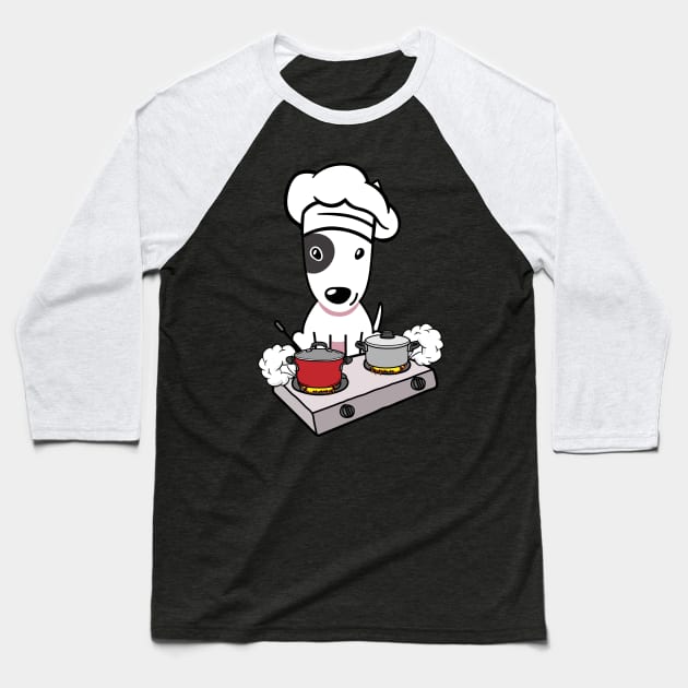 Funny bull terrier is cooking Baseball T-Shirt by Pet Station